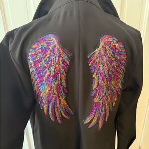 Windsor Black Blazer Jacket with Sequin Wings